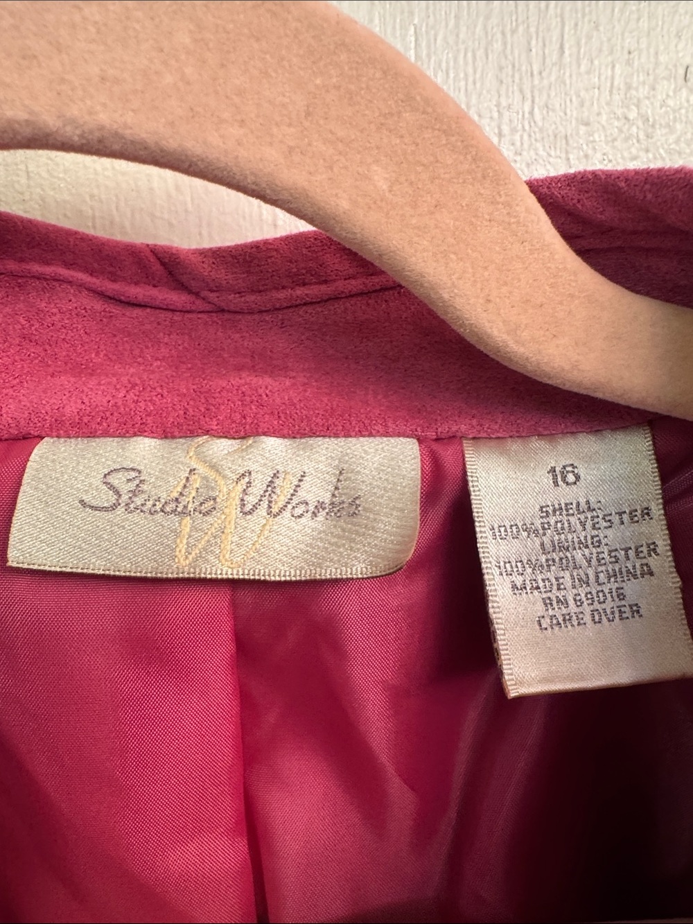 Studio Works Rose-Pink Zip-Front Collarless Jacket - Picture 2 of 6